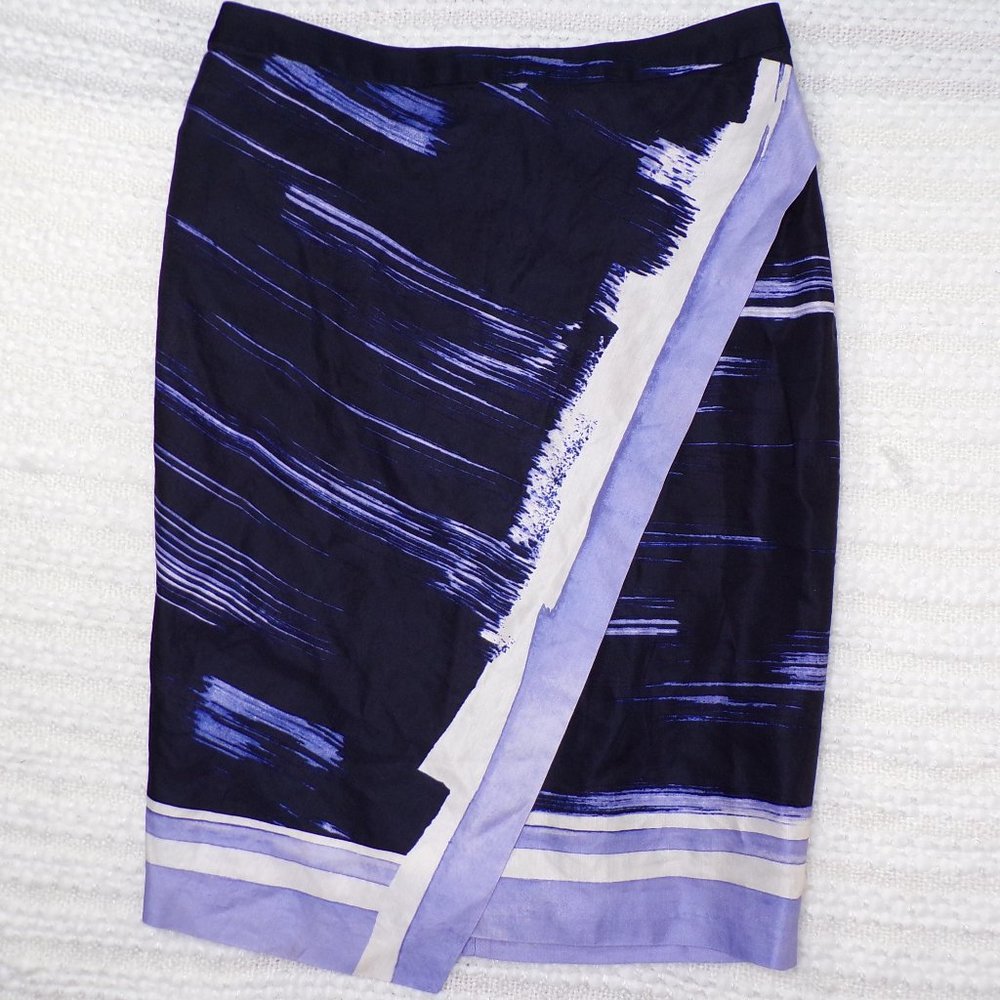 Banana Republic Navy and Lavender Abstract wrap Midi Skirt